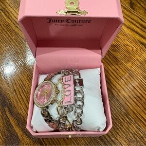 Juicy Couture Pink Crystal Watch and Charm Bracelet